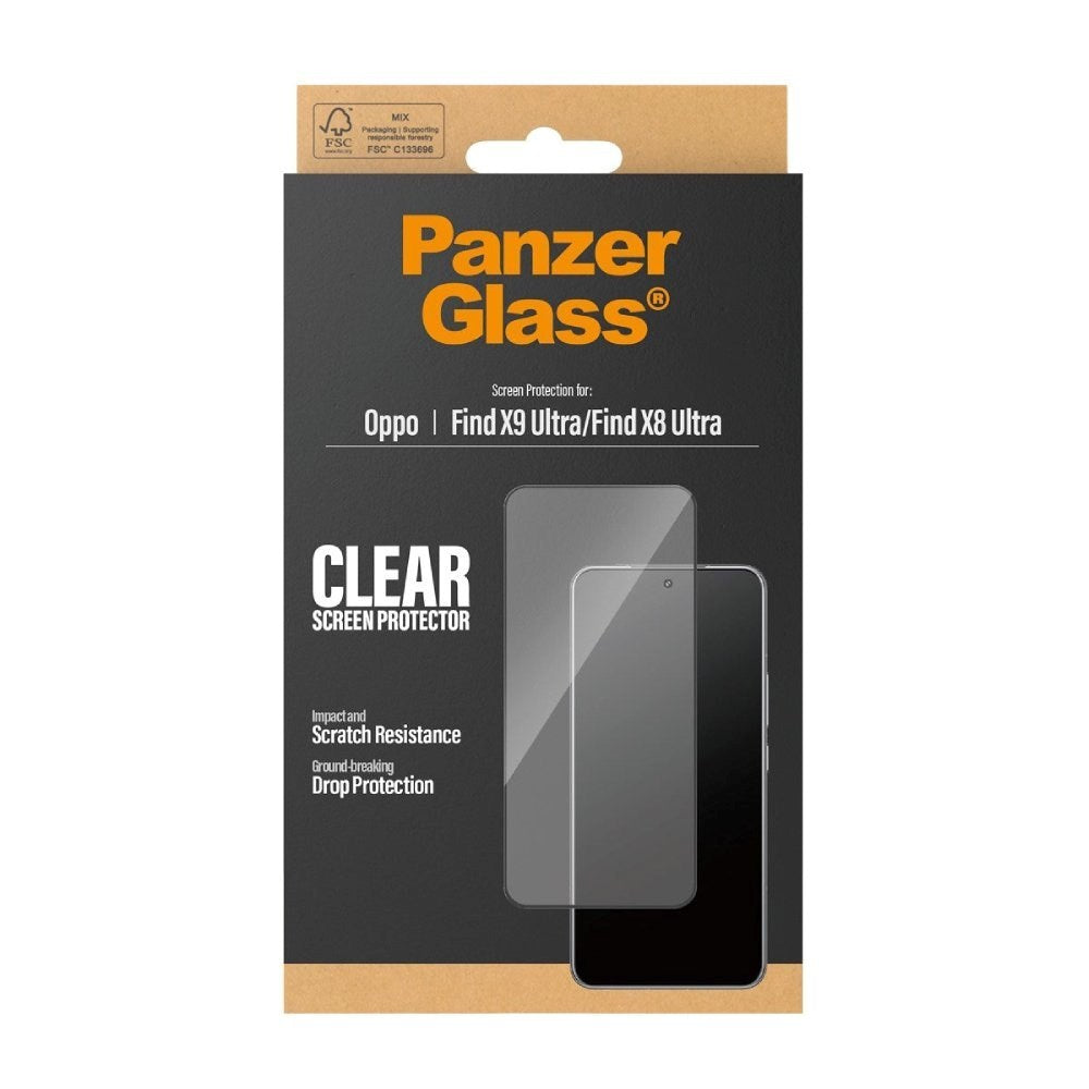 OPPO Find X9 Ultra PanzerGlass Skærmbeskyttelsesglas - Ultra Wide Fit m. EasyAligner - Gennemsigtig