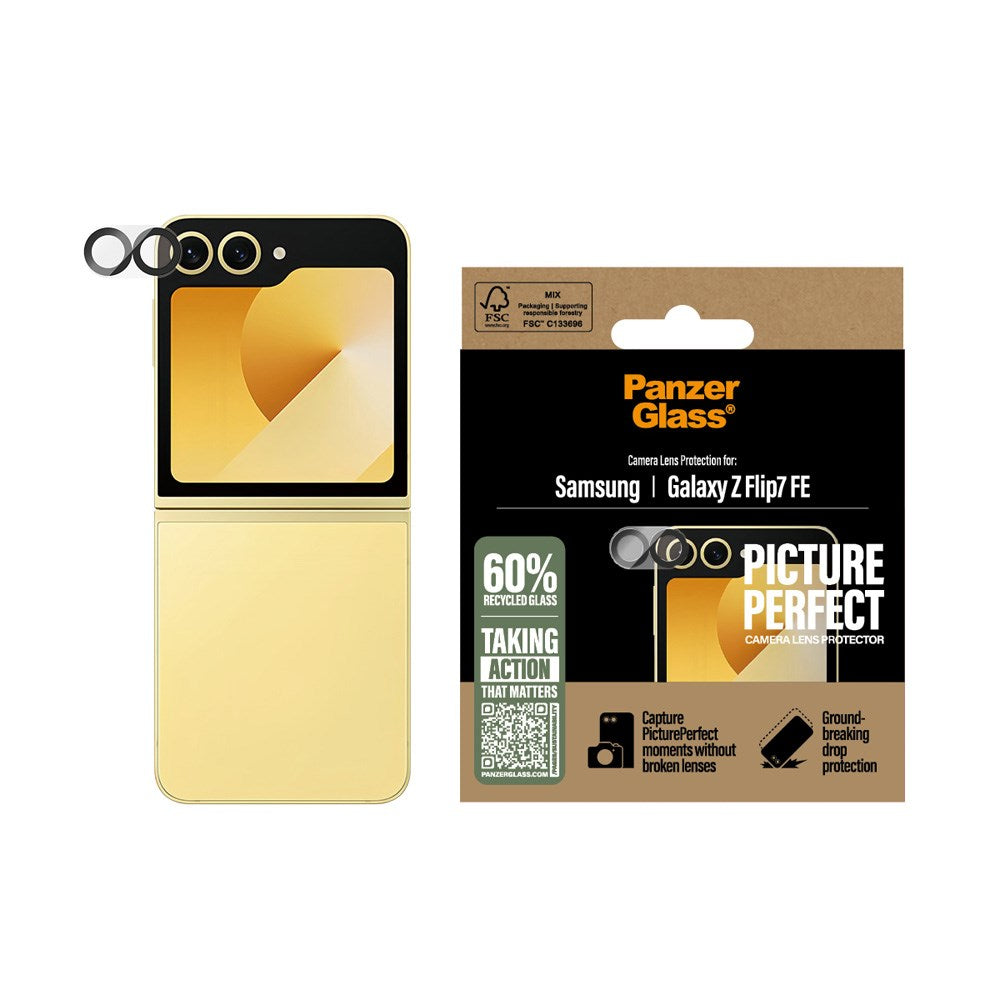 PanzerGlass Samsung Galaxy Z Flip7 FE PicturePerfect Kameralinsebeskyttelse - Gennemsigtig / Sort