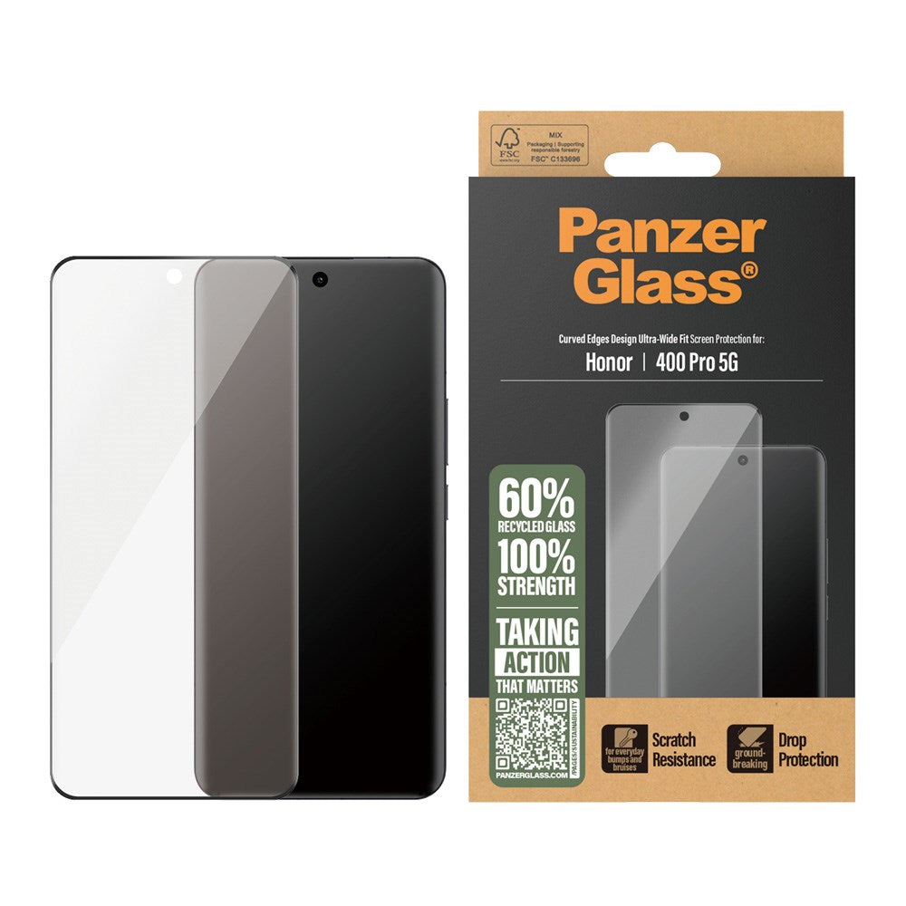 PanzerGlass Honor 400 Pro Ultra-Wide Fit Skærmbeskyttelsesglas - Gennemsigtig / Sort Kant