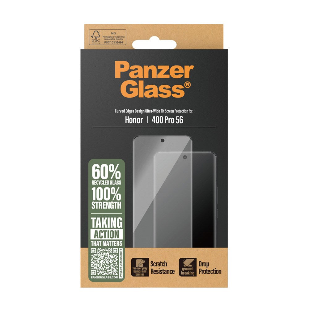 PanzerGlass Honor 400 Pro Ultra-Wide Fit Skærmbeskyttelsesglas - Gennemsigtig / Sort Kant