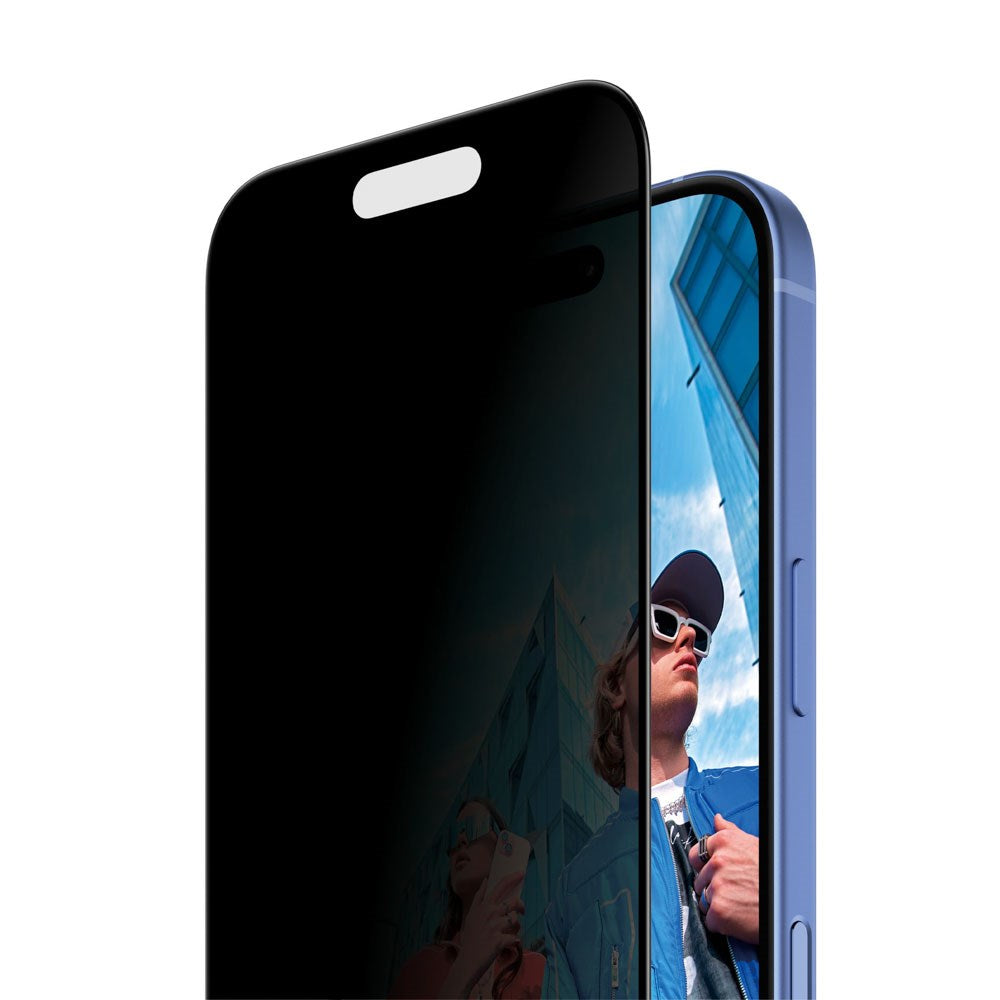 iPhone 16 / 15 PanzerGlass 2-Way Privacy Skærmbeskyttelse m. FastFit In-A-Box - Gennemsigtig