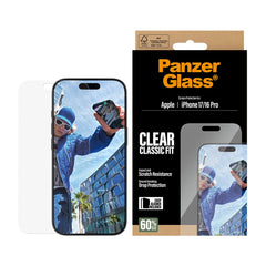 PanzerGlass iPhone 17 / 16 Pro Skærmbeskyttelsesglas m. EasyAligner - Classic Fit - Gennemsigtig