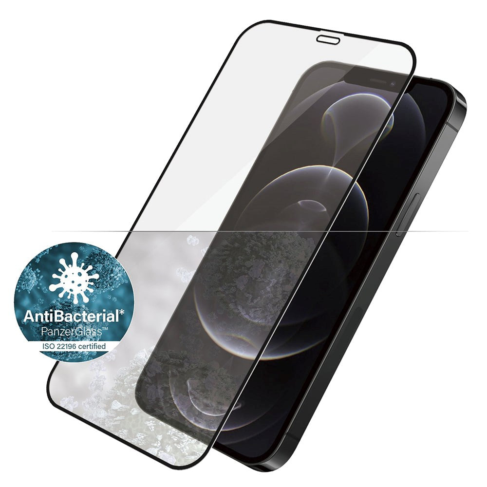 iPhone 12 / 12 Pro PanzerGlass AntiBacterial Skærmbeskyttelse - Case Friendly - Sort
