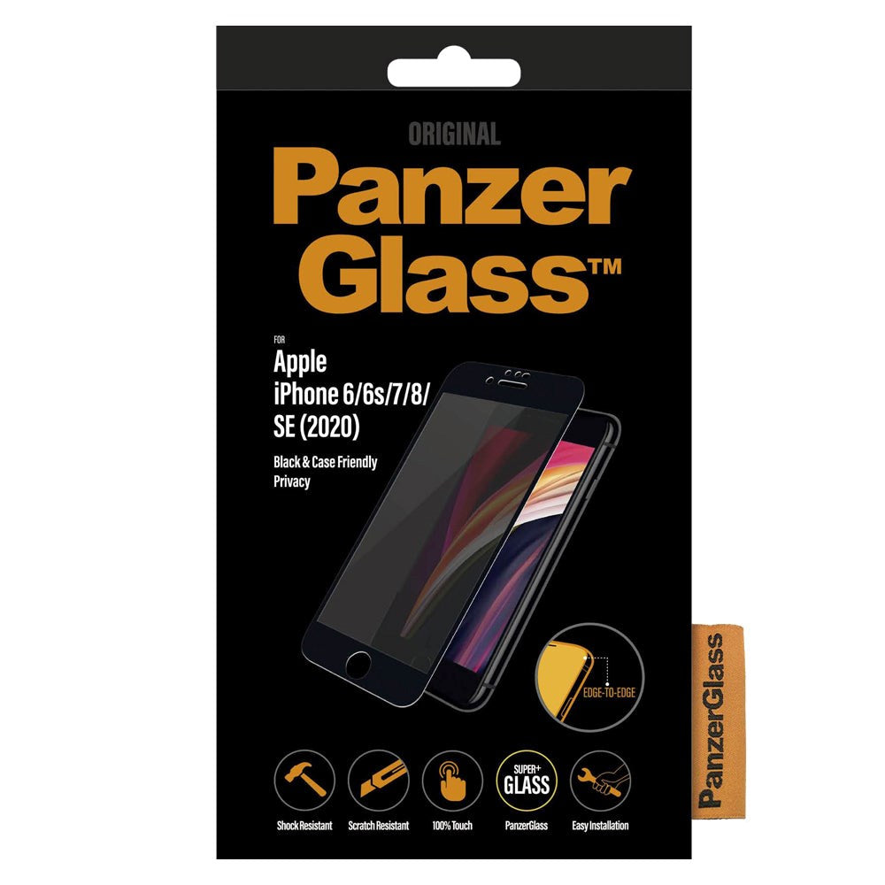 iPhone SE (2022 / 2020) / 8 / 7 / 6s / 6 PanzerGlass Case-Friendly Skærmbeskyttelse - Privacy - Sort