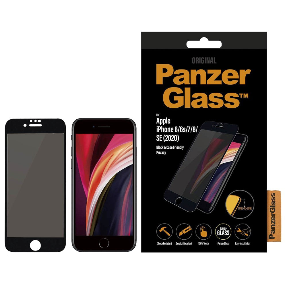 iPhone SE (2022 / 2020) / 8 / 7 / 6s / 6 PanzerGlass Case-Friendly Skærmbeskyttelse - Privacy - Sort