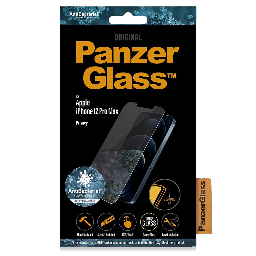 iPhone 12 Pro Max PanzerGlass AntiBacterial Standard Fit Skærmbeskyttelse - Privacy Glass - Gennemsigtig