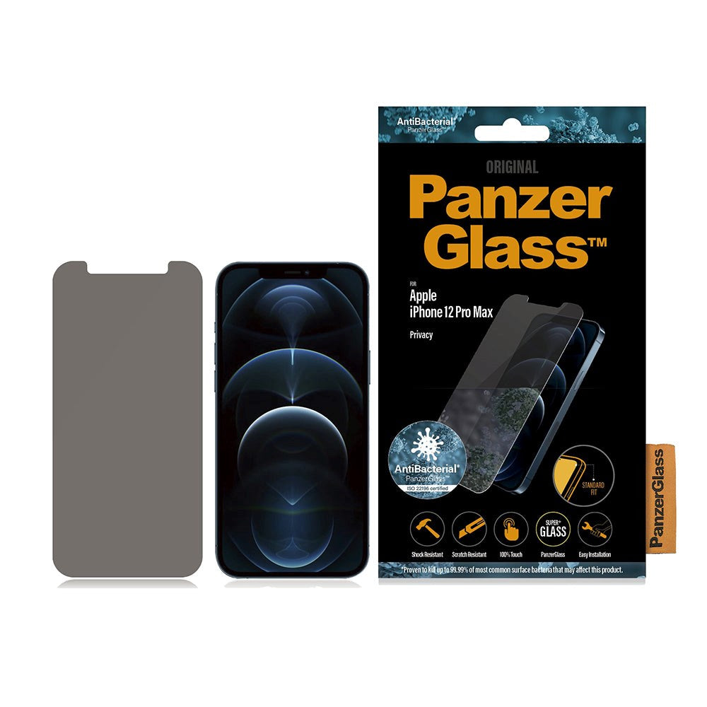 iPhone 12 Pro Max PanzerGlass AntiBacterial Standard Fit Skærmbeskyttelse - Privacy Glass - Gennemsigtig