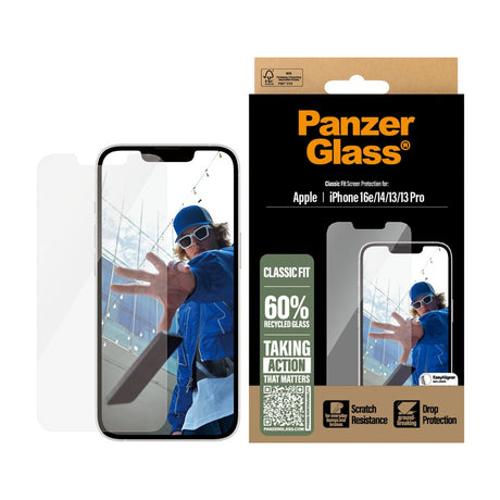 iPhone 17e / 16e / 14 / 13 / 13 Pro PanzerGlass Classic Fit Skærmbeskyttelse m. EasyAligner - Gennemsigtig