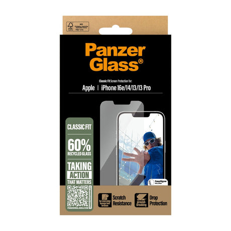 iPhone 17e / 16e / 14 / 13 / 13 Pro PanzerGlass Classic Fit Skærmbeskyttelse m. EasyAligner - Gennemsigtig