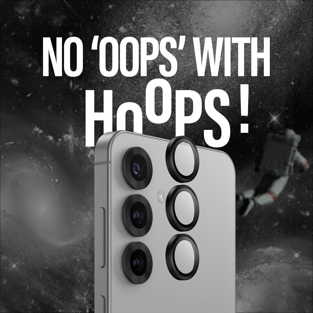 Samsung Galaxy S25+ (Plus) PanzerGlass Ceramic Hoops - Kamerabeskyttelse - Gennemsigtig / Sort