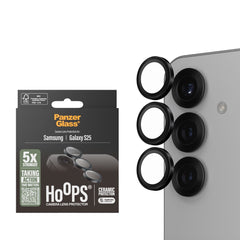 Samsung Galaxy S25 PanzerGlass Ceramic Hoops - Kamerabeskyttelse - Gennemsigtig / Sort