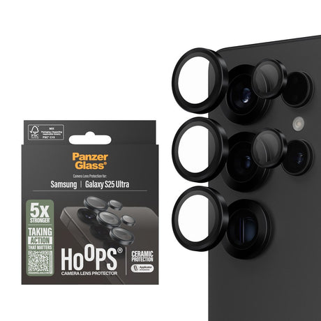 Samsung Galaxy S25 Ultra PanzerGlass Ceramic Hoops - Kamerabeskyttelse - Gennemsigtig / Sort