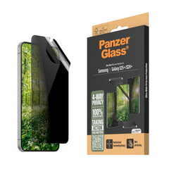 Samsung Galaxy S25+ (Plus) PanzerGlass Eco Matrix 4-Way Privacy Skærmbeskyttelse Ultra Wide Fit - Alignerkit - Platinum Strength - Gennemsigtig