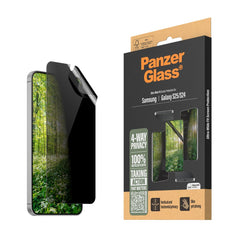 Samsung Galaxy S25 PanzerGlass Eco Matrix 4-Way Privacy Skærmbeskyttelse Ultra Wide Fit - Alignerkit - Platinum Strength - Gennemsigtig