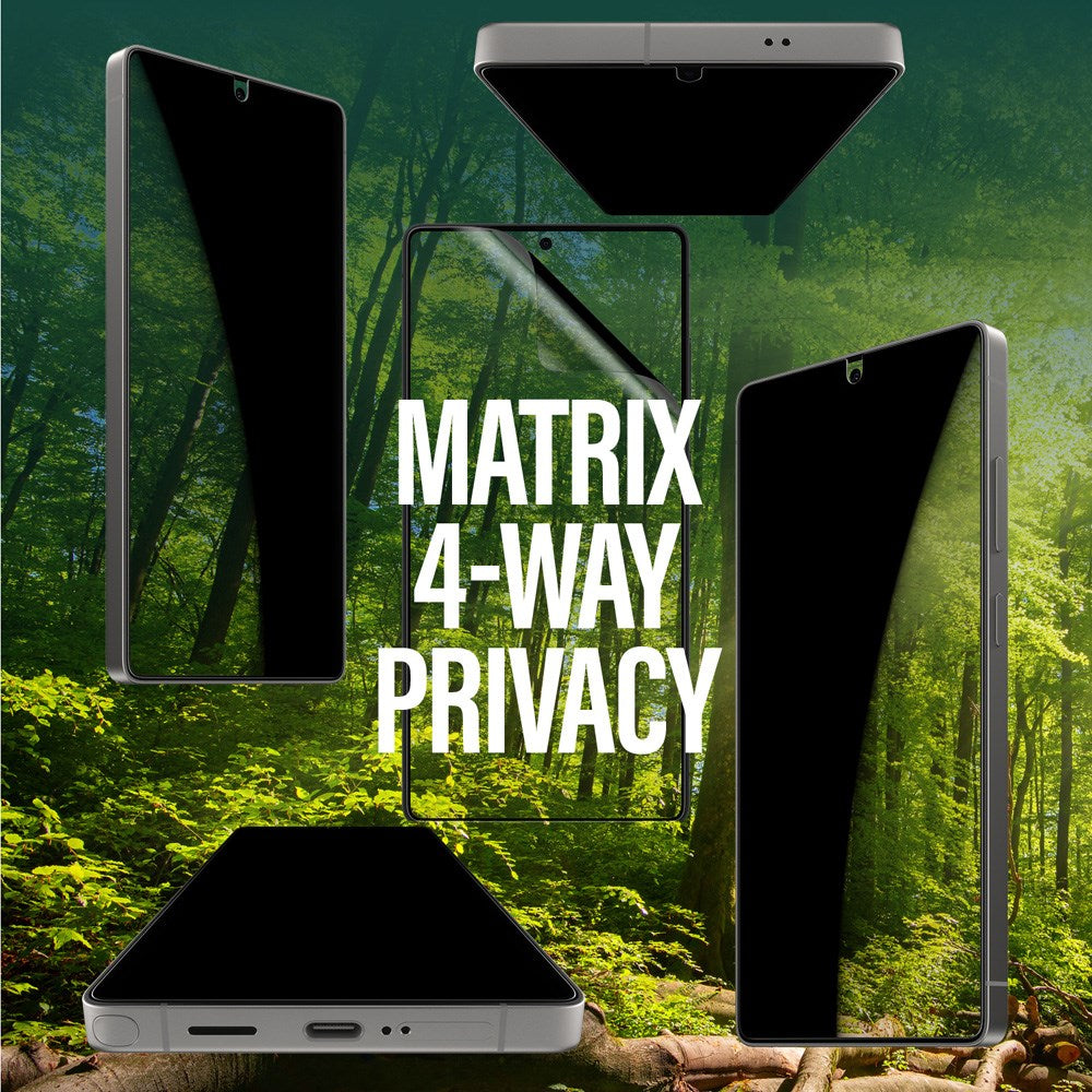 Samsung Galaxy S25 Ultra PanzerGlass Eco Matrix 4-Way Privacy Skærmbeskyttelse Ultra Wide Fit - Alignerkit - Platinum Strength - Gennemsigtig