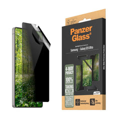 Samsung Galaxy S25 Ultra PanzerGlass Eco Matrix 4-Way Privacy Skærmbeskyttelse Ultra Wide Fit - Alignerkit - Platinum Strength - Gennemsigtig