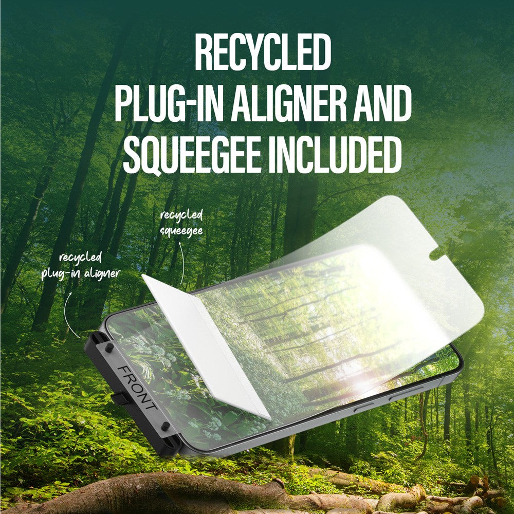 Samsung Galaxy S25 PanzerGlass Eco Matrix Skærmbeskyttelse Ultra Wide Fit - Alignerkit - Platinum Strength - Gennemsigtig