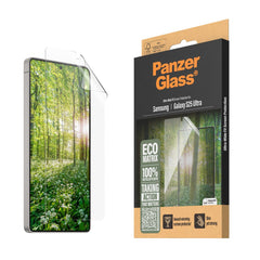 Samsung Galaxy S25 Ultra PanzerGlass Eco Matrix Skærmbeskyttelse Ultra Wide Fit - Alignerkit - Platinum Strength - Gennemsigtig