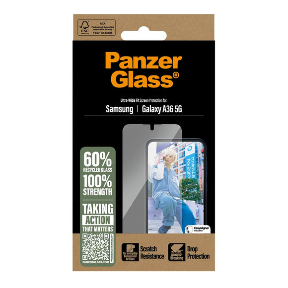 Samsung Galaxy A36 (5G) PanzerGlass Ultra Wide Fit Skærmbeskyttelse m. EasyAligner - Gennemsigtig