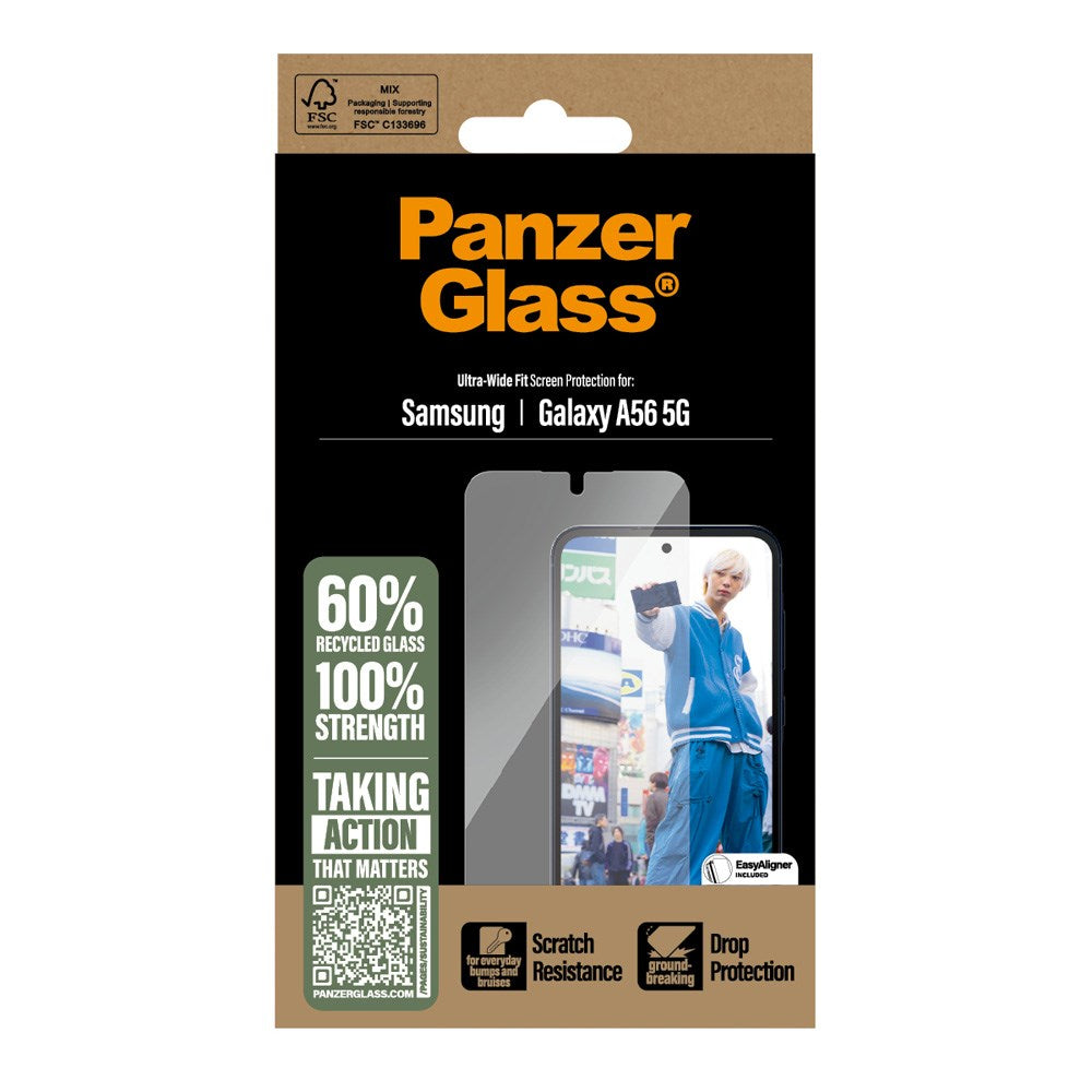 Samsung Galaxy A56 (5G) PanzerGlass Ultra Wide Fit Skærmbeskyttelse m. EasyAligner - Gennemsigtig