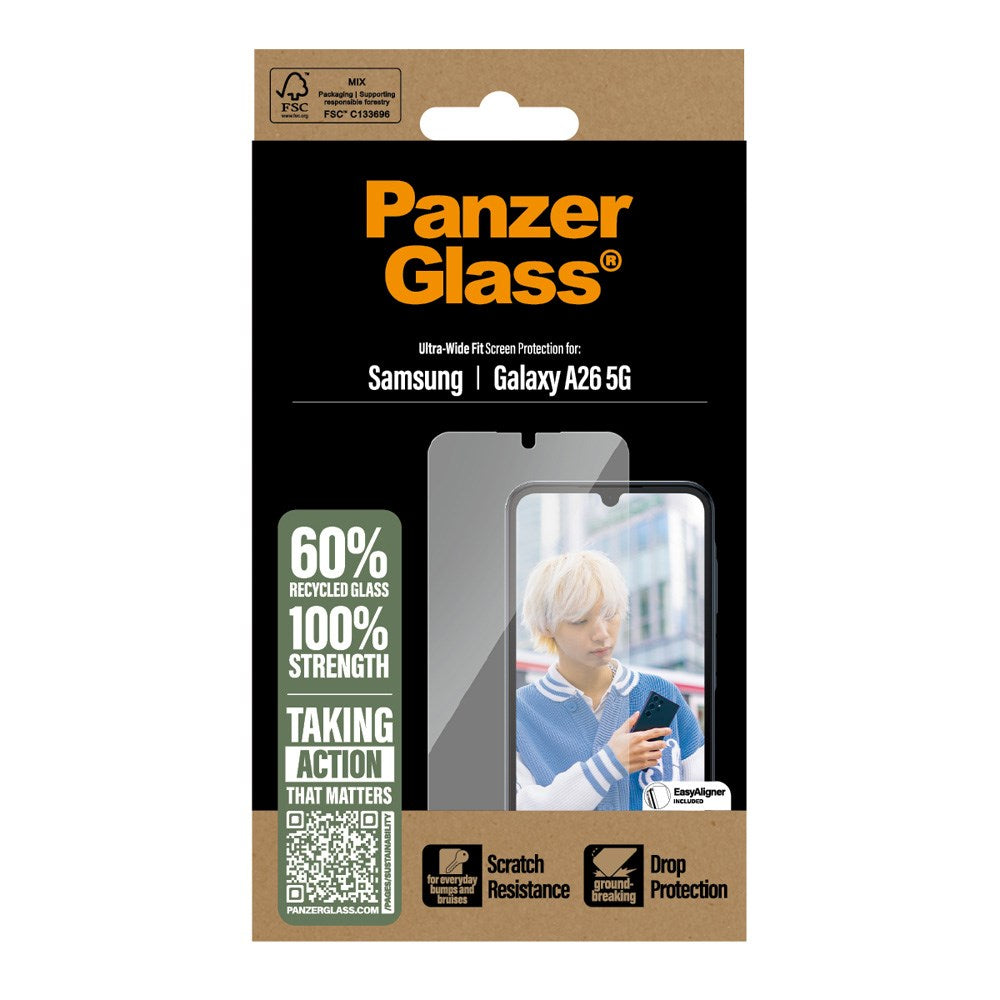 Samsung Galaxy A26 (5G) PanzerGlass Ultra Wide Fit Skærmbeskyttelse m. EasyAligner - Gennemsigtig