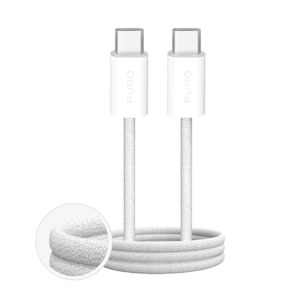 Puro Fabrik USB-C til USB-C 100W & 5Gbps Kabel - 1m - Hvid