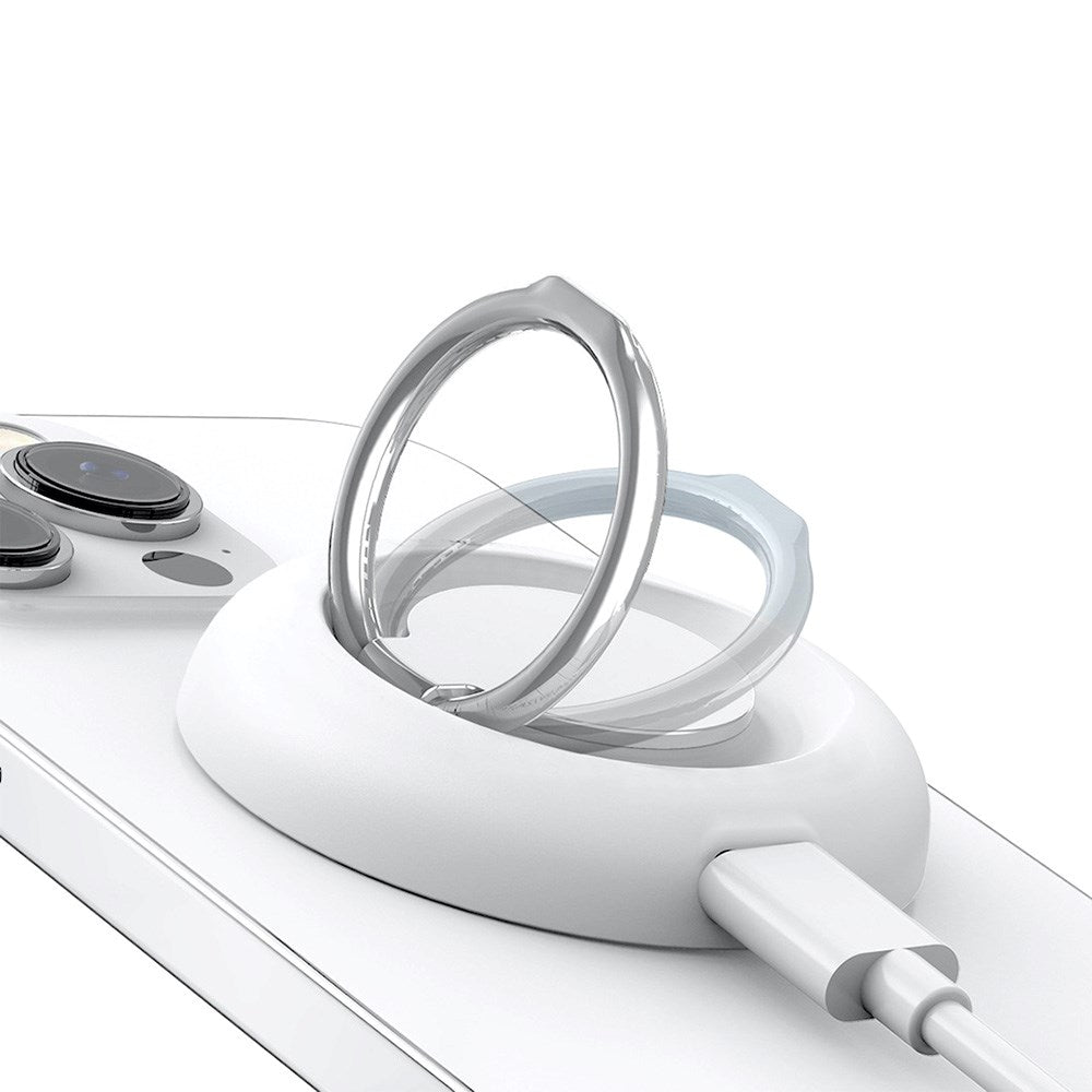 Puro Mag Loop Pro Trådløs Oplader 15W med USB-C og Ståfunktion - MagSafe Kompatibel - Hvid