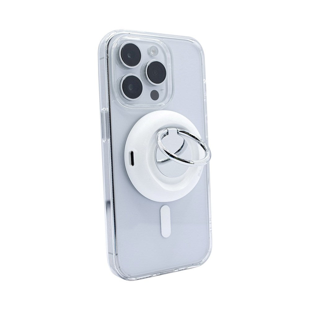 Puro Mag Loop Pro Trådløs Oplader 15W med USB-C og Ståfunktion - MagSafe Kompatibel - Hvid