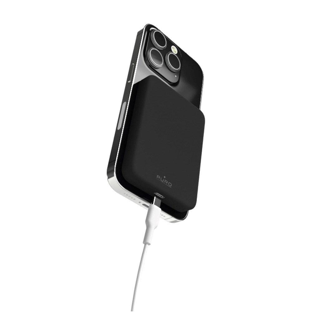 Puro Mini Power Mag 15W Magnetisk Powerbank 4200 mAh m. USB-C Stik - MagSafe Kompatibel - Sort