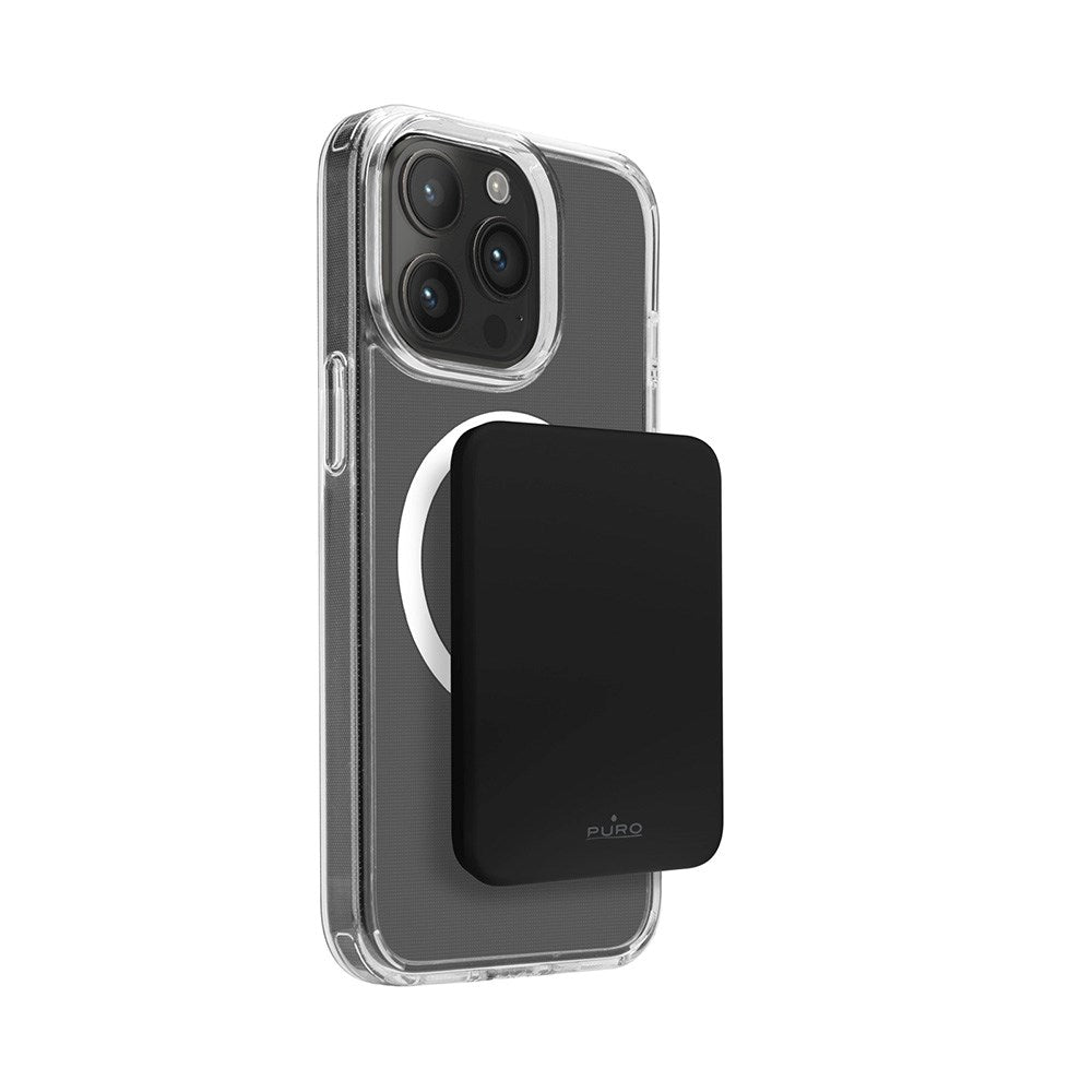 Puro Mini Power Mag 15W Magnetisk Powerbank 4200 mAh m. USB-C Stik - MagSafe Kompatibel - Sort