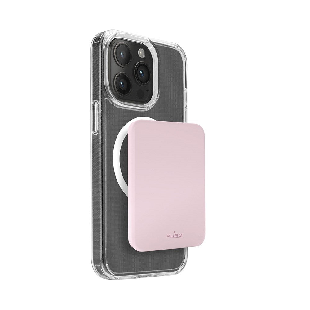 Puro Mini Power Mag 15W Magnetisk Powerbank 4200 mAh m. USB-C Stik - MagSafe Kompatibel - Lyserød