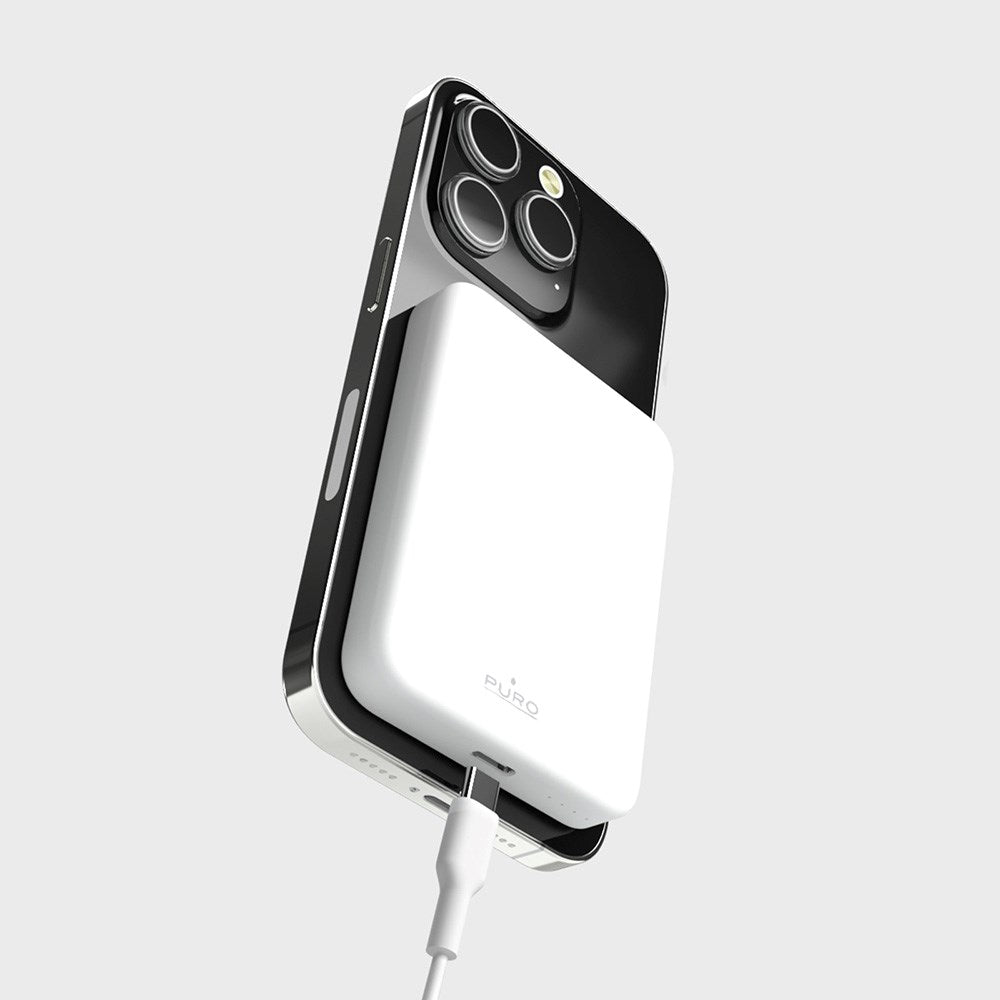 Puro Mini Power Mag 15W Magnetisk Powerbank 4200 mAh m. USB-C Stik - MagSafe Kompatibel - Hvid