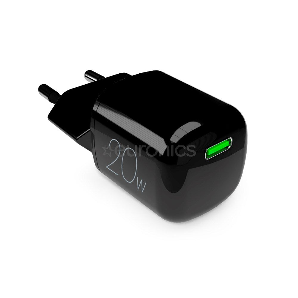 Puro GaN USB-C Vægoplader, 20W – Hurtigopladning - Sort