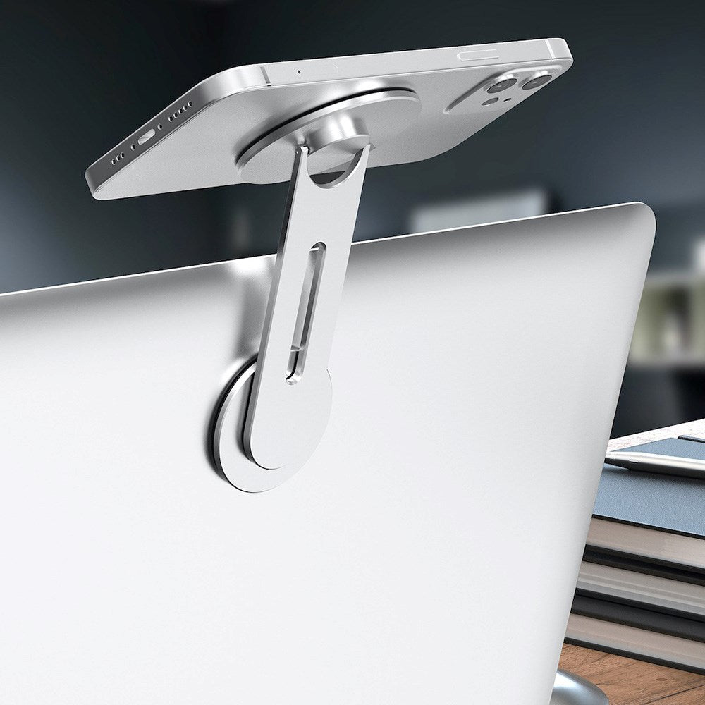 Puro Mag Mount Selvklæbende Mobilholder til Computer - MagSafe Kompatibel - Sølv