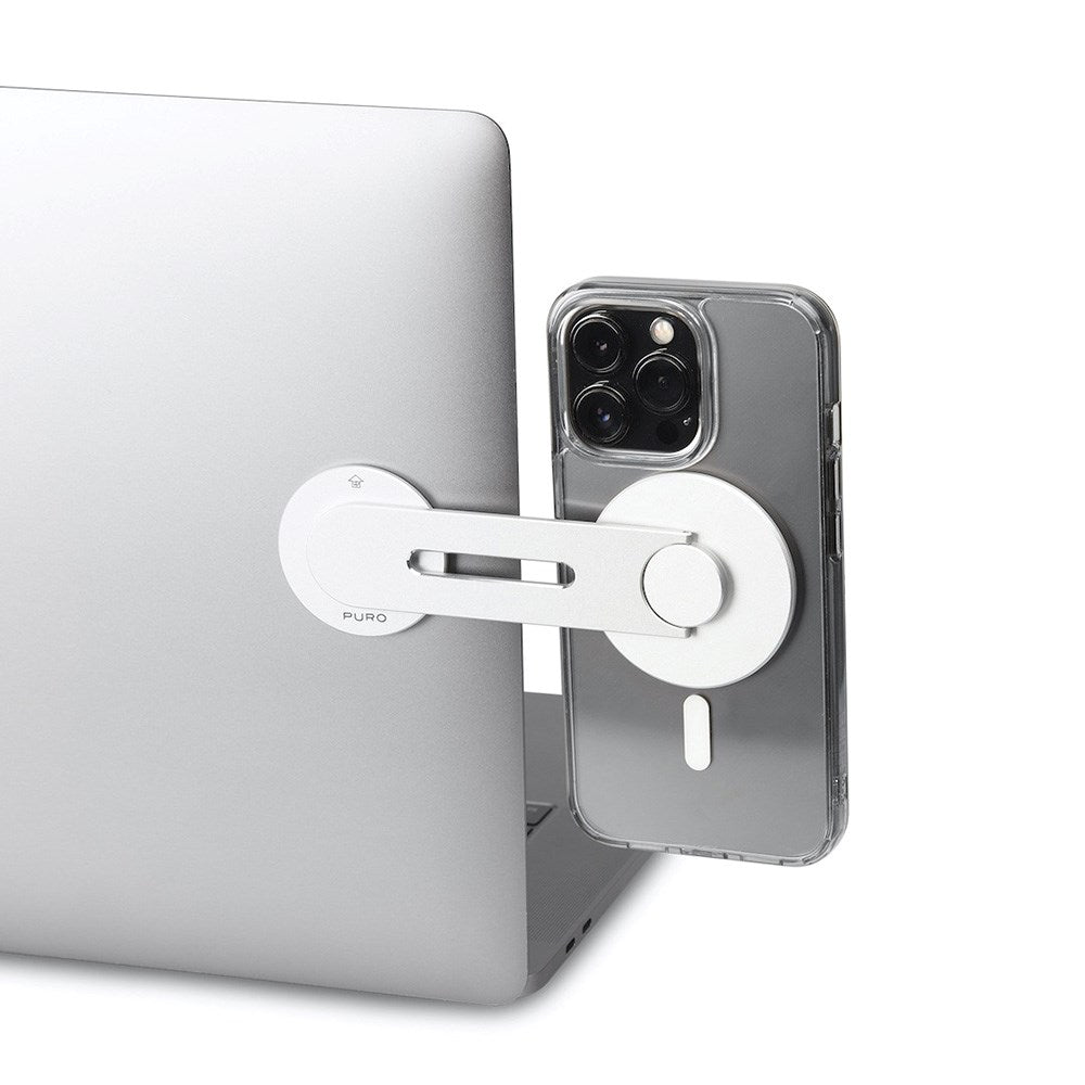 Puro Mag Mount Selvklæbende Mobilholder til Computer - MagSafe Kompatibel - Sølv