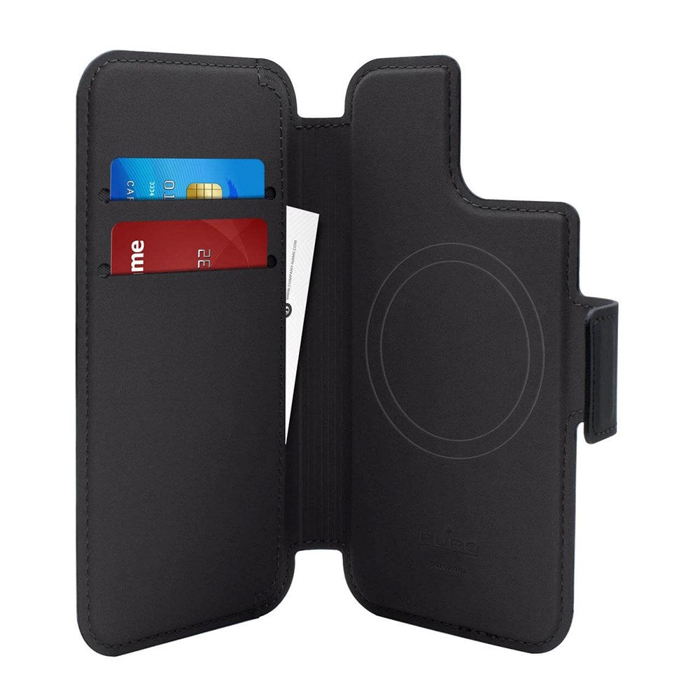iPhone 15 / 14 / 13 / 12 Pro / 12 Puro Folio Flip Cover med Kortholder - MagSafe Kompatibel - Sort
