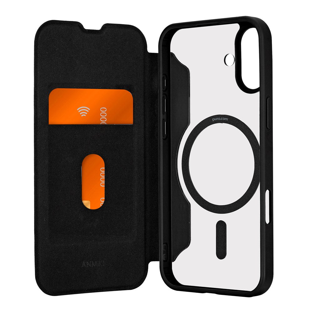 iPhone 16 Plus - Puro Booklet Flip Cover - MagSafe Kompatibel - Sort