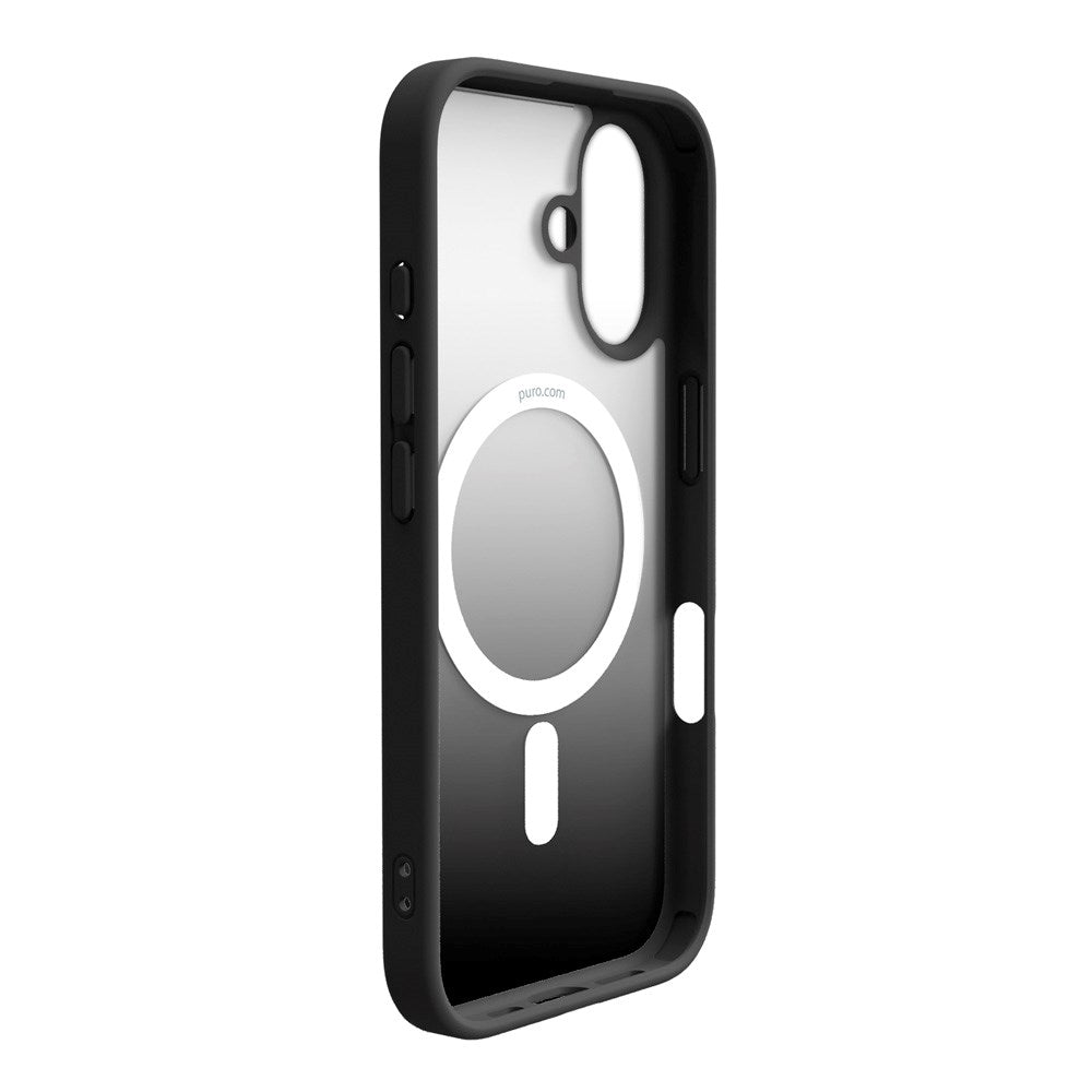 PURO GRADIENT MagSafe Cover - iPhone 16 - Gennemsigtig/Sort