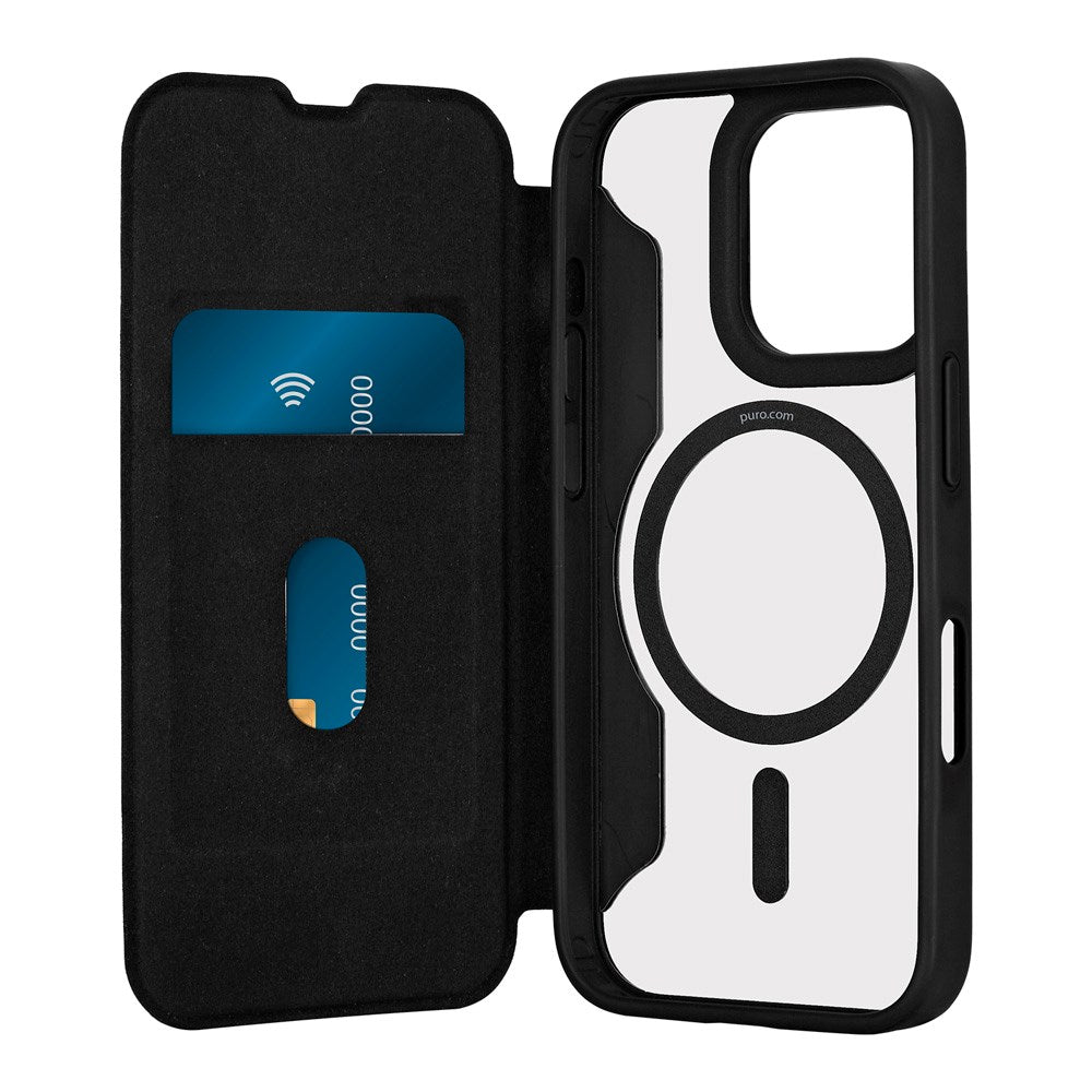 iPhone 16 Pro - Puro Booklet Flip Cover - MagSafe Kompatibel - Sort