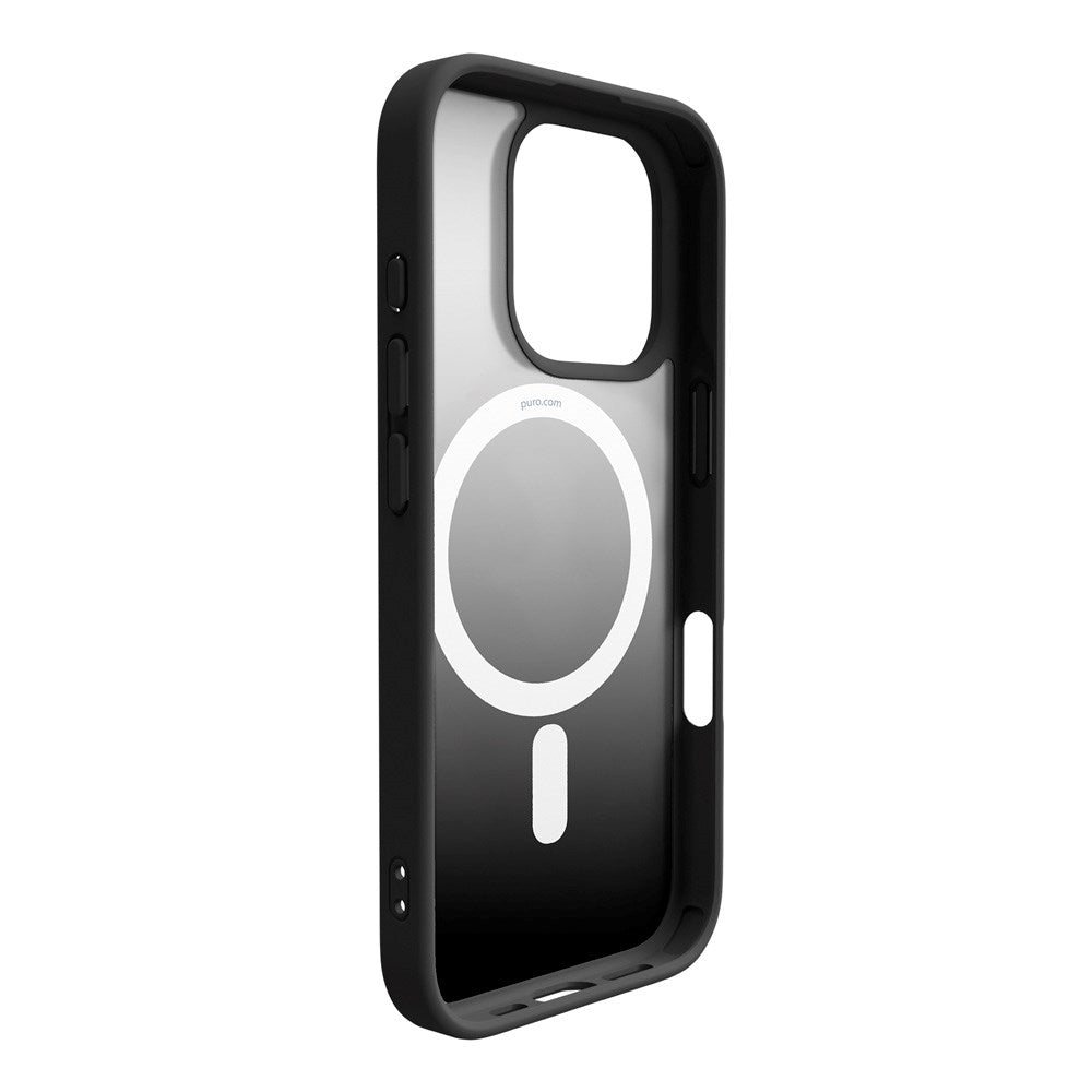 PURO GRADIENT MagSafe Cover - iPhone 16 Pro - Gennemsigtig/Sort