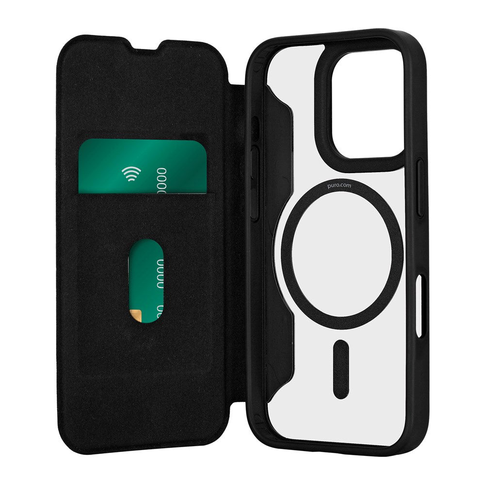 iPhone 16 Pro Max - Puro Booklet Flip Cover - MagSafe Kompatibel - Sort