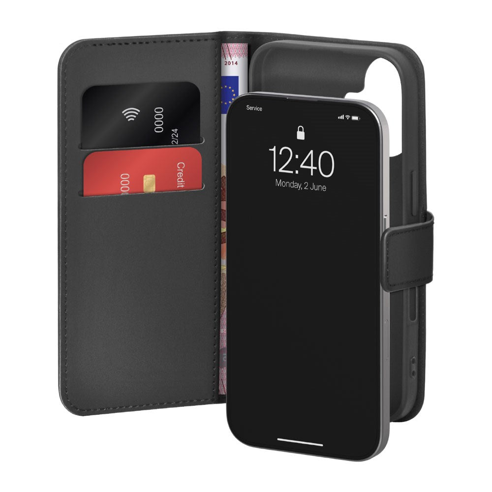 iPhone 17 PURO Eco-Leather Flip Cover m. Kortholder & Ståfunktion - Sort