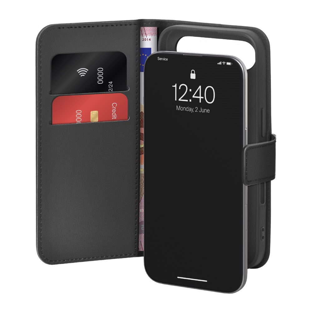 iPhone Air PURO Eco-Leather Flip Cover m. Kortholder & Ståfunktion - Sort