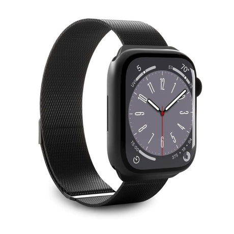 Apple Watch (42/44/SE/45/46/49mm) Puro MILANESE Rustfri Stål Urrem - Black