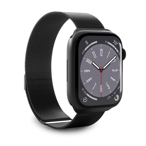 Apple Watch (42/44/SE/45/46/49mm) Puro MILANESE Rustfri Stål Urrem - Black