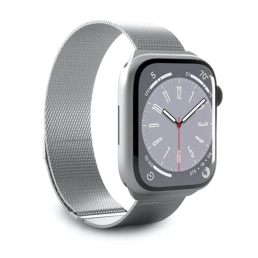 Apple Watch (42/44/SE/45/46/49mm) Puro MILANESE Rustfri Stål Urrem - Argento