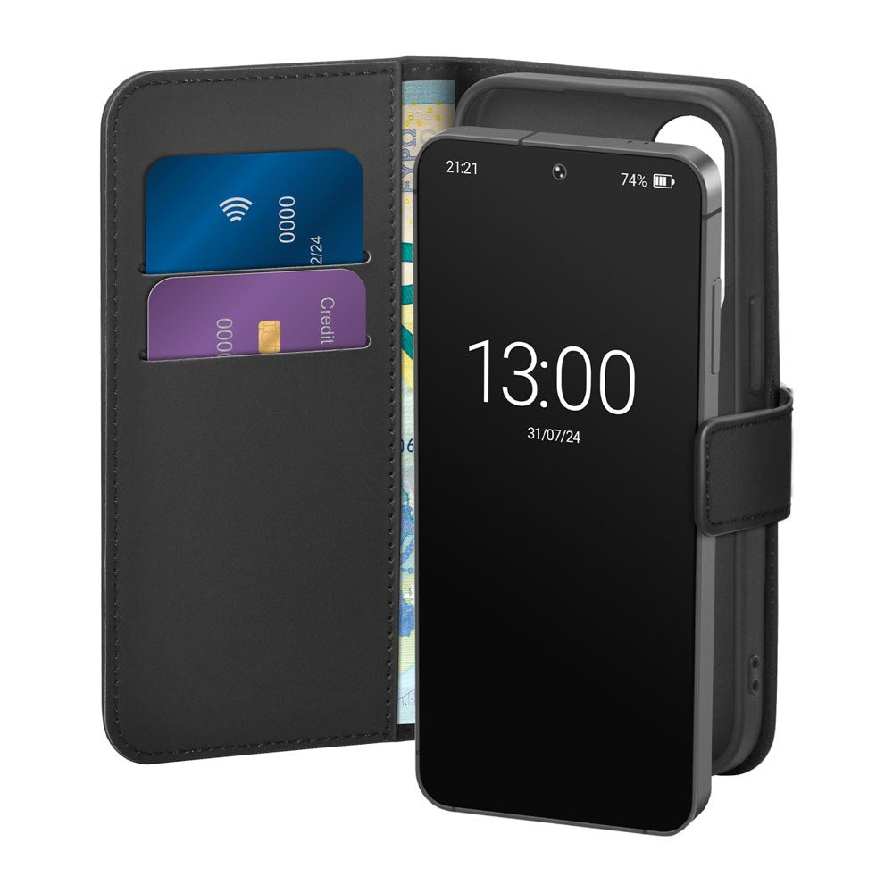 Samsung Galaxy S26+ (Plus) PURO Eco-Leather Flip Cover m. Kortholder & Ståfunktion - Sort