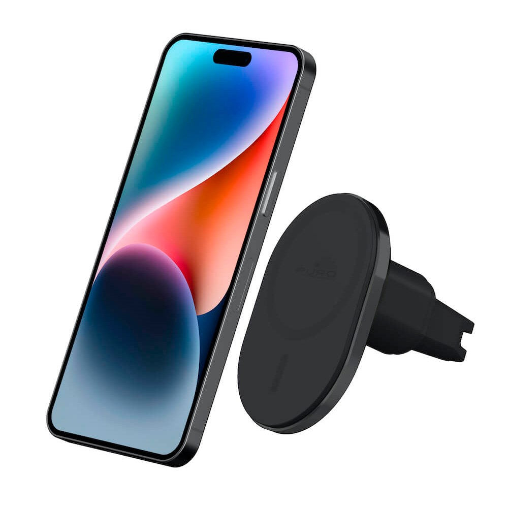 PURO MAG PRO Mobilholder til Bil - MagSafe Kompatibel - Trådløs Opladning 15W - Sort