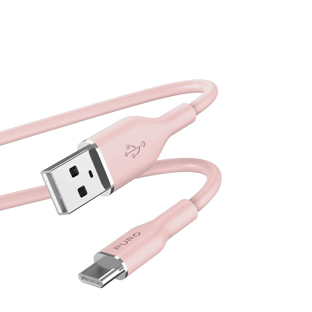 PURO Soft USB-A til USB-C Kabel 1.5m - Lyserød
