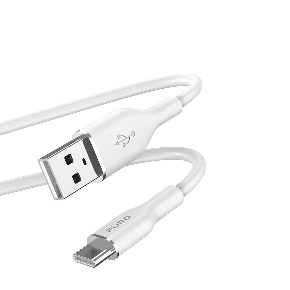 PURO Soft USB-A til USB-C Kabel 1.5m - Hvid